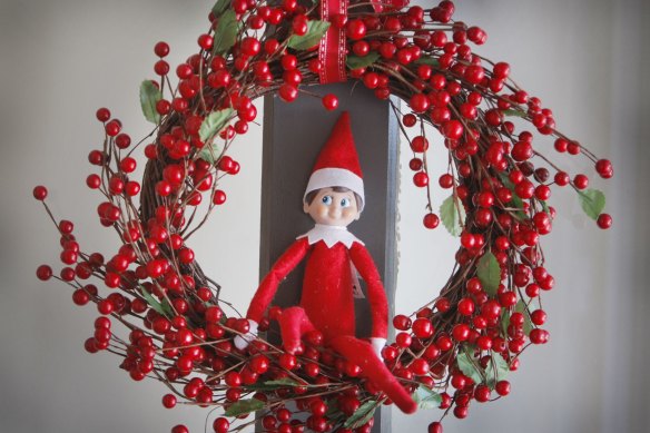 The Elf on the Shelf spies on children for Santa.