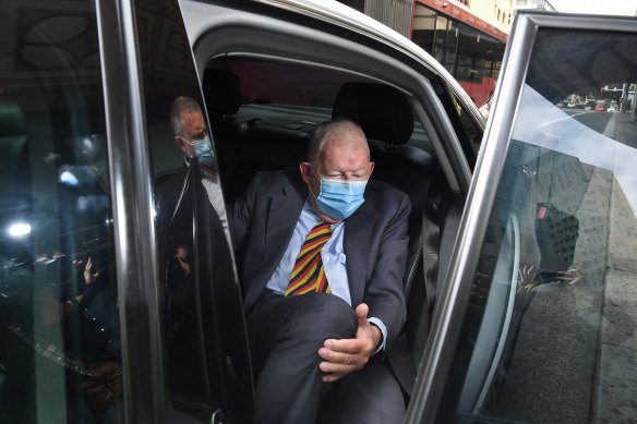 Ron Brierley arriving at court to be sentenced in October 2021.