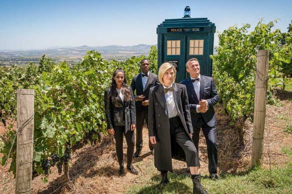Jodie Whittaker (front) as the Time Lord in Doctor Who, which has been running for more than five decades.