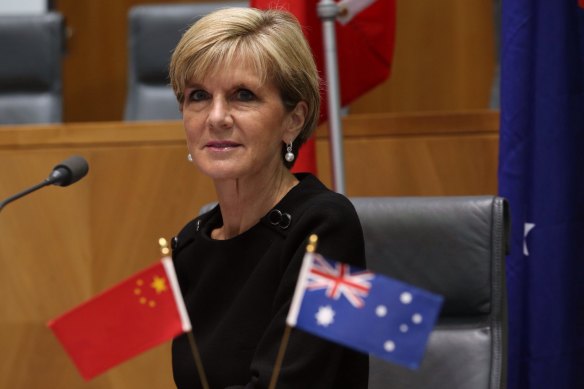 Former foreign affairs minister Julie Bishop is headed to China to help repair bilateral relations.