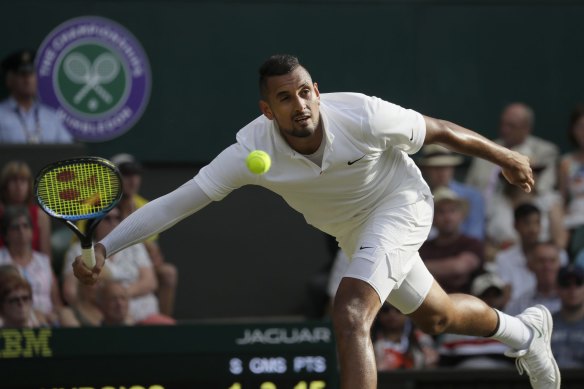 Australia’s Nick Kyrgios during his Wimbledon loss to Rafael Nadal in 2019.