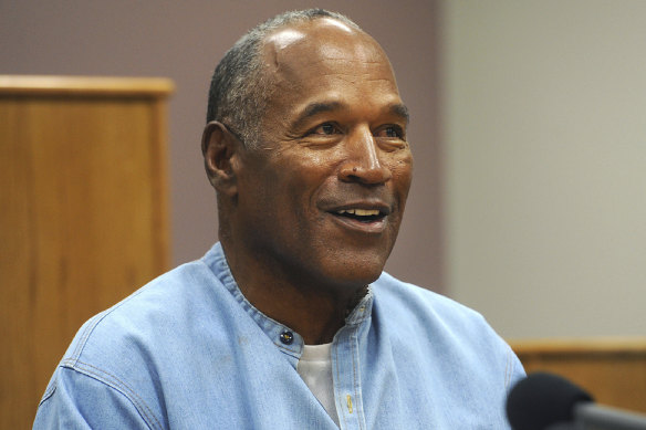 Former NFL football star OJ Simpson appears via video for his parole hearing in 2017.
