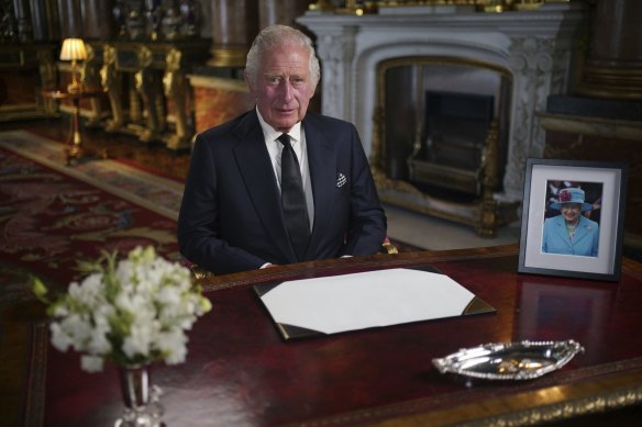 Britain’s King Charles III delivers his address to the nation and the Commonwealth following the death of Queen Elizabeth II.