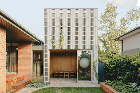 House Freddie’s new wing features concrete breeze blocks.