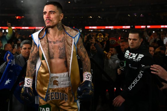 George Kambosos heads to the ring on Sunday.