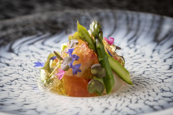 The scallop and abalone in dashi jelly at Warabi.