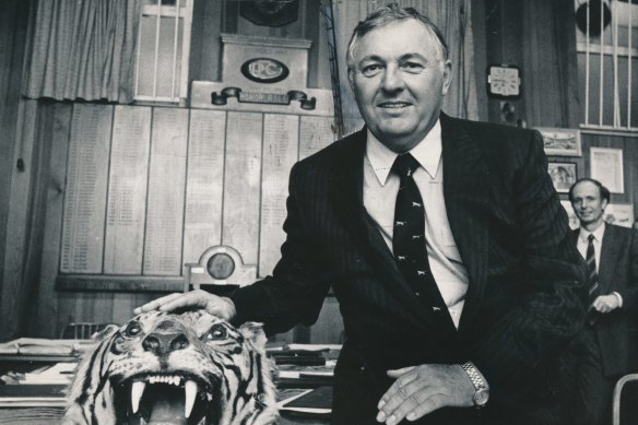 Alan Bond, pictured in 1986, was a giant of the era but the ‘gloss came off’ and he served time in jail.