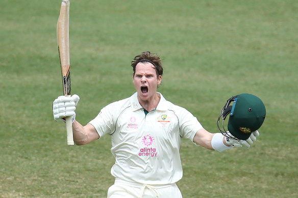 Steve Smith after hitting a century against India at the SCG in January.