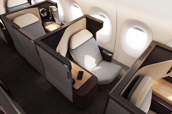 The new business-class seats for the Project Sunrise flights. 
