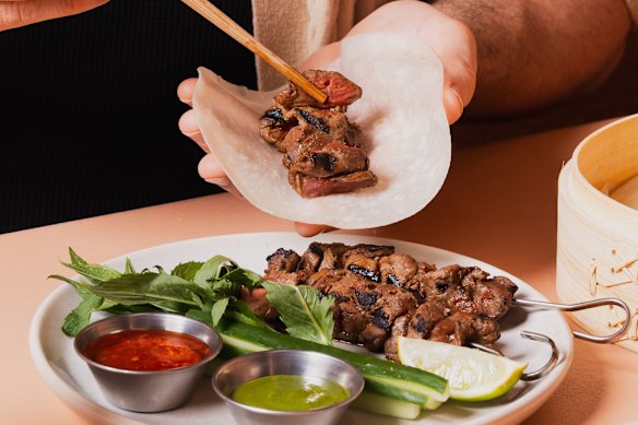 Cumin lamb pancakes.