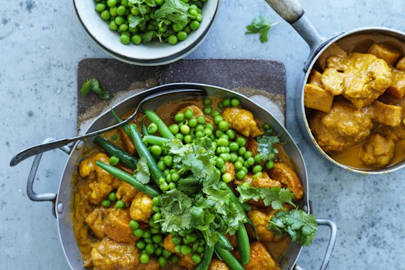 Frozen peas can add bulk (and pop) to curries and stews.