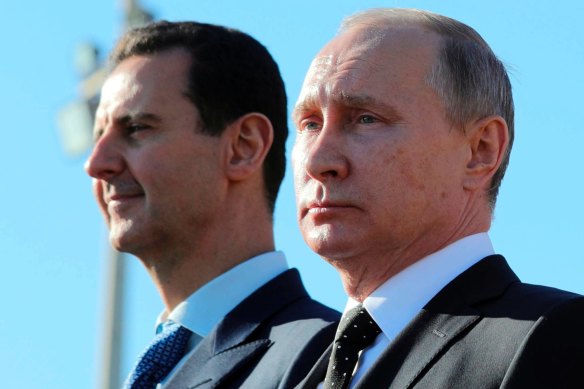 Assad and Vladimir Putin in 2017. The Russian leader doesn’t seem willing or able to help his ally.