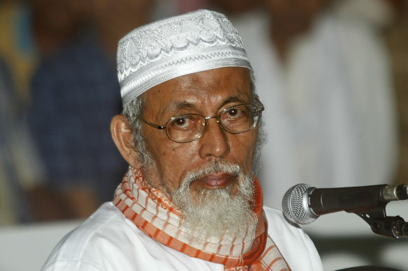 Abu Bakar Bashir, pictured at court in Jakarta in 2003. 