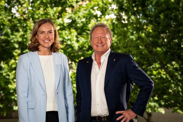 Fiona Hick with Andrew Forrest in November, when she was announced as Fortescue Metals chief executive.