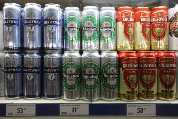 Russia has taken control of Carlsberg’s stake in Russian brewer Baltika Breweries, which produces Baltika lager (left).