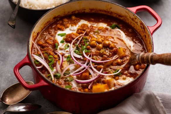 Reach for the beans like those in RecipeTin Eats’ Chickpea potato pantry curry 