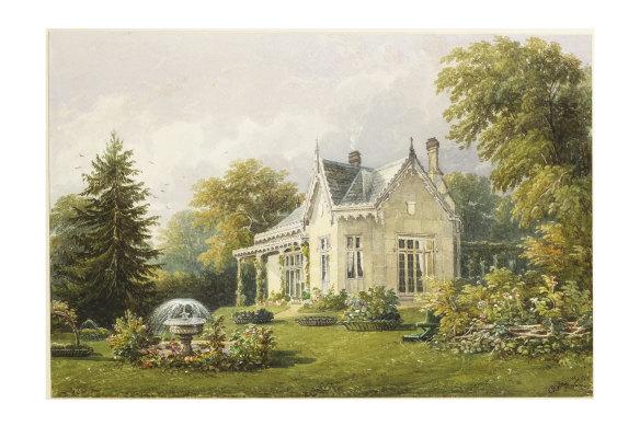 A watercolour of Adelaide Cottage in Windsor Park. The cottage will be Prince William and Catherine’s new family home. Queen Victoria often visited the cottage for breakfast or tea. 