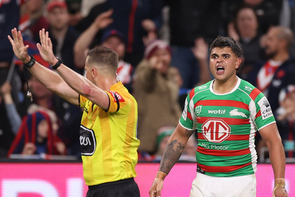 Latrell Mitchell was booed after being sent to the sin bin against the Roosters.