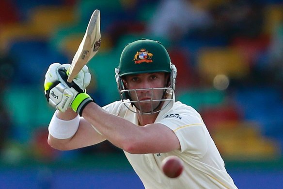 Phillip Hughes batting for Australia in 2011.