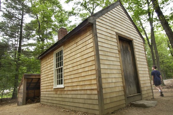 A replica of Henry David Thoreau’s cabin in Walden. 