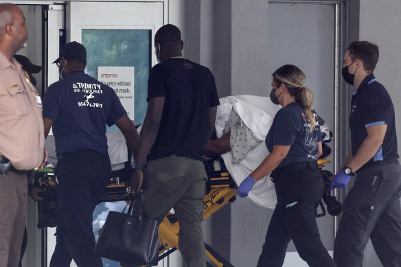 Martine Moise, first lady of Haiti, arrives at Jackson Health System’s Ryder Trauma Centre, in Miami, on Wednesday for treatment after the attack in which her husband, President Jovenel Moise, was killed.