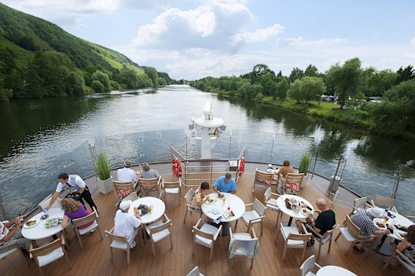 Aquavit Terrace is an informal dining spot at the ship’s prow.