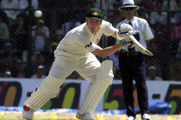 Michael Clarke en route to a century in his first Test in India in 2004.