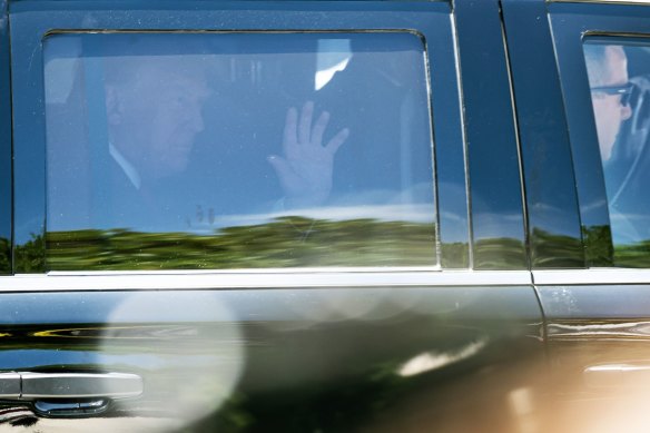 Donald Trump arriving at the Miami courthouse.