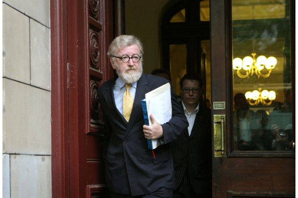 Barrister Robert Richter, KC, leaving the Supreme Court during a trial.