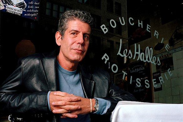 Anthony Bourdain at his former New York restaurant in 2001.