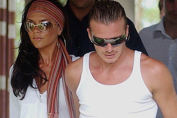 David and Victoria Beckham visit Thailand in 2003.
