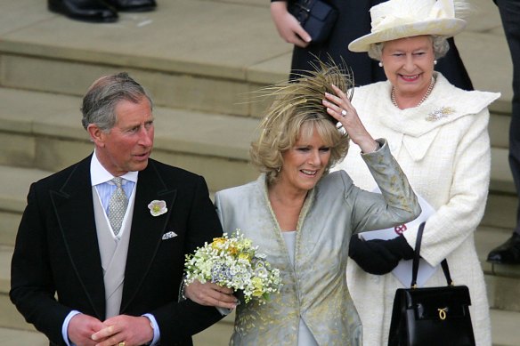 Newlyweds Charles and Camilla, and Queen Elizabeth in 2005.