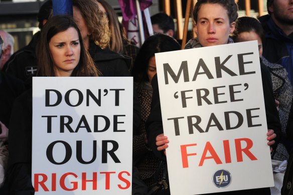 The union movement will continue its campaign against free trade agreements that they believe sell-out workers.