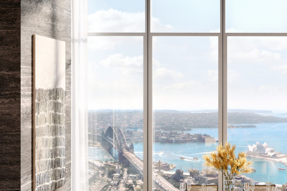 An artist’s impression of the $140 million penthouse sold atop Lendlease’s Residences One tower.