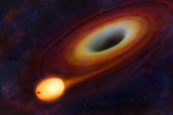 A black hole ripping apart a nearby star in its orbit could be the source of the extraordinary pulses of energy.