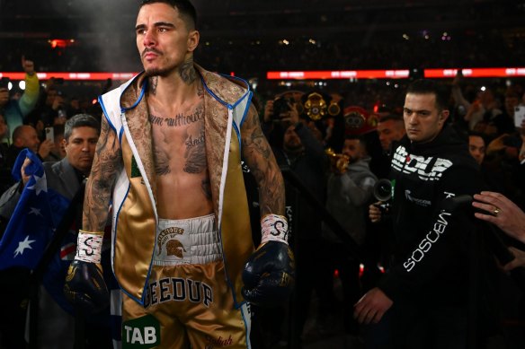 George Kambosos heads to the ring on Sunday.