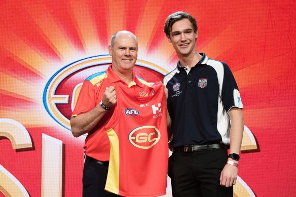 Tasmanian football legend Rodney Eade’s (left) AFL career ended as coach of the Gold Coast