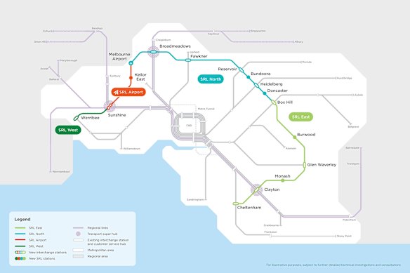 A map of the Suburban Rail Loop.