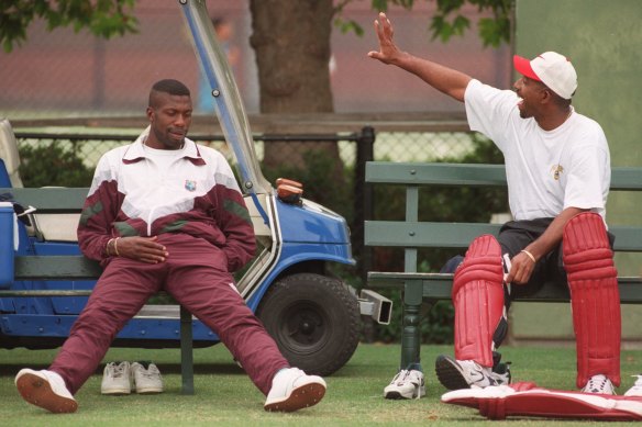 Phil Simmons with Curtly Ambrose in the 1990s.