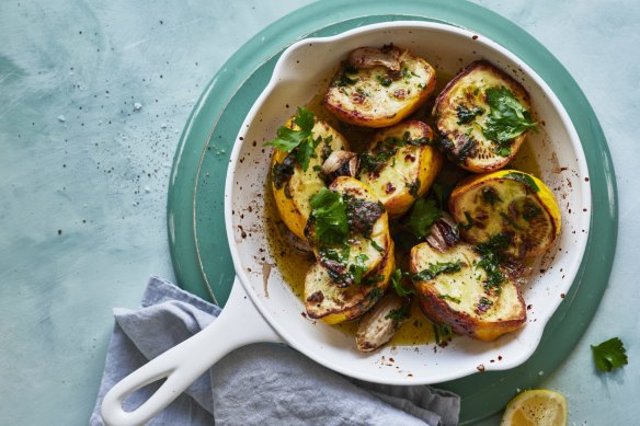 Adam Liaw’s roast yellow squash with anchovies and garlic.