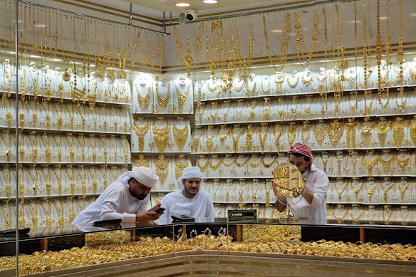 Bling is never in short supply. A jewellery shop in Deira, Dubai.