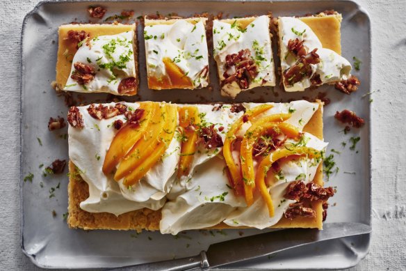 Helen Goh’s mango, lime and macadamia cheesecake bars