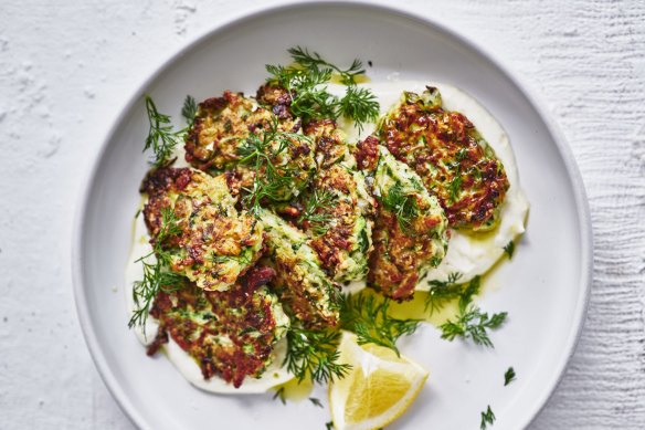 Julia Busuttil Nishimura’s zucchini and halloumi fritters.
