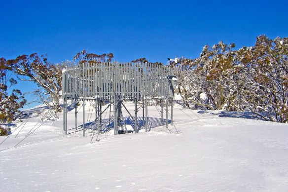 Images showing cloud seeding generators and gauges in Kosciuszko National Park.