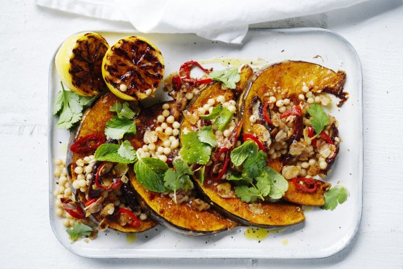 Karen Martini’s spiced pumpkin, date, almond and moghrabieh salad