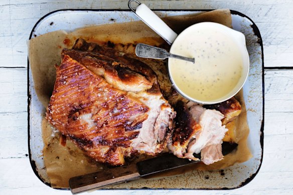 Neil Perry’s pork shoulder with mustard cream.