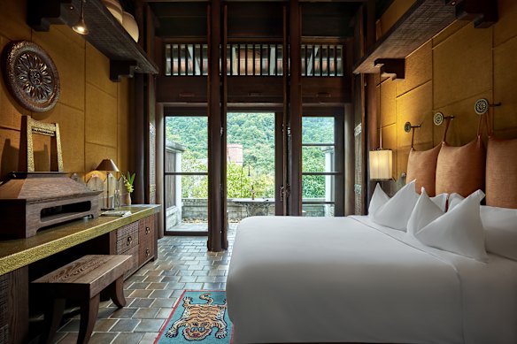 Subdued tones dominate guest rooms and the resort.