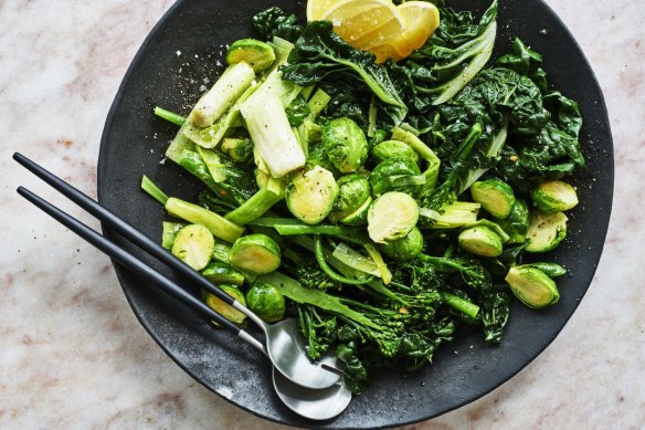 Eating more greens (such as these brightened with butter and lemon) might help brighten your mood.