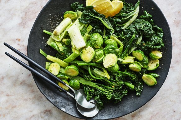 Adam Liaw's lemon pepper greens