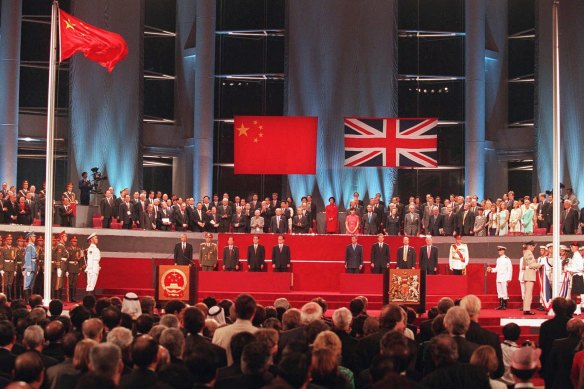 The handover ceremony at the Hong Kong Convention Centre on July 1, 1997. 